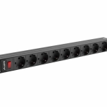 stroomverdelingslijst Rack PDU 19 inch 1U 16A 9xSchuko 3m zwart