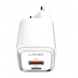 Schnellladegerät LDNIO 20W mit USB‑C und USB + USB‑C‑auf‑Lightning‑Kabel (MFi)