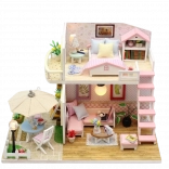 Wooden DIY dollhouse with LED, 19.5 cm