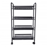 Badkamer- en keukenrek met vier ruime planken - zwart