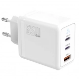 Netzladegerät 2× USB‑C + USB‑A mit Power Delivery, weiß, GaN 65 W