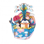 Wooden 3D Puzzle Music Box Penguin in Ocean