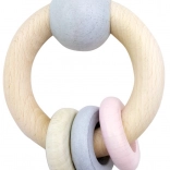 Hess round pink rattle with ball and rings