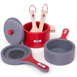 Bigjigs Toys Wooden Cookware Set with Polka Dots