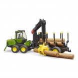Bruder Holztransporter John Deere 1210E mit Kran 1:16