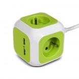 Würfelförmige Steckdosenleiste mit 4x Schuko und 2x USB, 1,4 m GREENBLUE Magic Cube