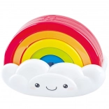 rainbow stacking toy with a smiling cloud
