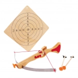 wooden crossbow with target and arrows small foot