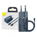 Baseus Super Si Schnellladegerät 20 W mit USB‑C + USB‑C–Lightning‑Kabel 1 m (blau)