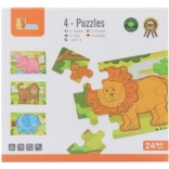 Houten junglepuzzel – 4 dieren voor kinderen vanaf 24 maanden