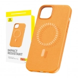 Magnetische Hülle Baseus Fauxther für iPhone 15, orange