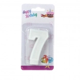 Birthday candle number 9 white with glitter