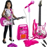 Kids' Electric Guitar with Amplifier and Microphone ISO TRADE – Pink