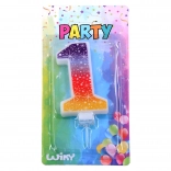 Partykerze Nummer 1 mit Sternen