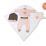 Llorens outfit for New Born doll 43–44 cm, 3-piece set with blanket