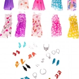 Set of Doll Clothes and Accessories - 43 Pieces