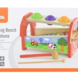 Wooden pounding bench with xylophone for children