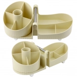 Organizer voor cosmetica en kantoorspullen met handvat beige