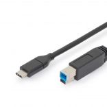 USB 3.0 Verbindungskabel Typ C auf B, SuperSpeed 5 Gbit/s, Power Delivery, 1,8 m, schwarz