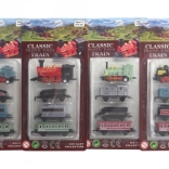 Set of Metal Trains with Locomotive and Three Carriages