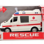 Plastic battery-powered ambulance with lights and sounds