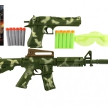 Plastic pistol and rifle with foam darts and safety goggles