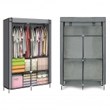 Armoire penderie en tissu avec étagères et tringles à vêtements MODERNHOME, grise, 106 × 43,5 × 174 cm