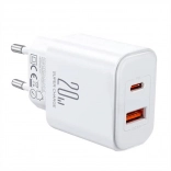 Netzladegerät JOYROOM 20 W mit USB‑C und USB‑A (weiß, EU)