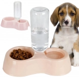 Double Bowl with Water Dispenser for Dogs and Cats