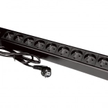 19" Rack-Steckdosenleiste mit 9 CEE 7/5-Steckdosen und CEE 7/7-Stecker