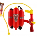 Firefighter water gun with backpack reservoir