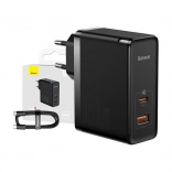 Baseus GaN Schnellladegerät USB-C + USB, 100W Schwarz