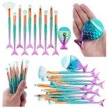 Set regenboog make-upkwasten in de vorm van een zeemeerminnenstaart, 11 stuks