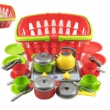 Cooking Set with Plastic Shopping Basket