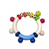 Wooden rattle with bell – football