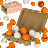 Wooden eggs for kids’ play kitchen with removable yolks