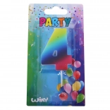 Party candle number 4 rainbow