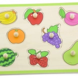 Puzzle encastrable en bois fruits avec poignées