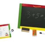 Houten dubbelzijdig magnetisch bord 42 × 30 cm met krijtjes en stift