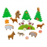 Jeujura Wooden Animal Figures from the Mountains - 19 Pieces