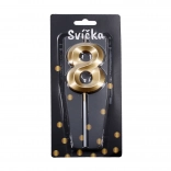 Bougie de fête chiffre huit dorée