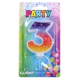 Party Candle Stars Shaped as Number 3