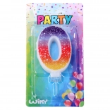 Party candle with number 0 and stars
