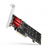 axagon pcie x8-adapter voor 2× m.2 nvme met raid, compatibel zonder bifurcatie, volle en low-profile slotplaat