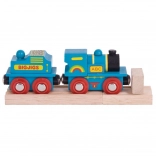 Blue Locomotive with Tender and 2 Tracks by Bigjigs Rail