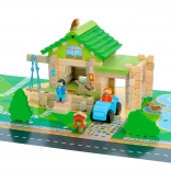 Jeujura wooden construction set – my first house with car, 80 pieces