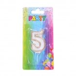 Party candle number 5 gold