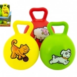 ball with handle and rattle my first animals, 10 cm