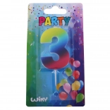 Partykerze Nummer Drei Regenbogen