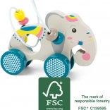 small foot wooden elephant on wheels Jungle